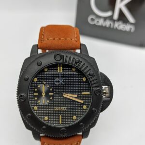 Relógio Calvin Klein 500 Preto P/ de couro Marrom- A prova dagua (C/ Caixa premium)