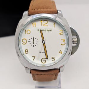 Relógio Panerai - Prata / Branco P/couro Marrom